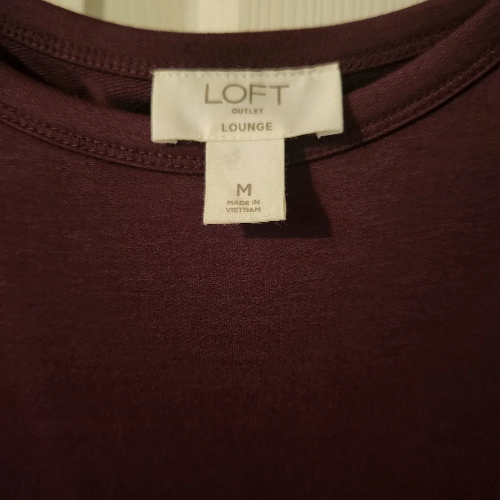 Loft Burgandy Drawstring Top Size Medium - Picture 2 of 5